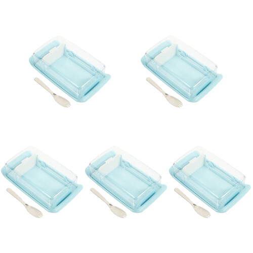 5Pièces Conteneurs Beurre Bleus Cutter Couvercle Hermétique