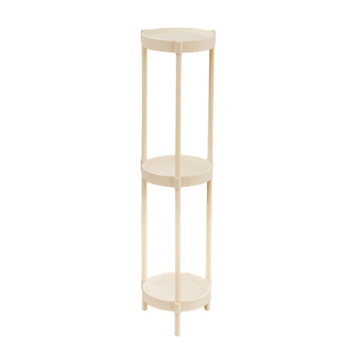 Round Side Table Iron Frame Plastic Top White 1