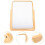 Portable Vanity Mirrors Khaki Wood 1Pcs 3