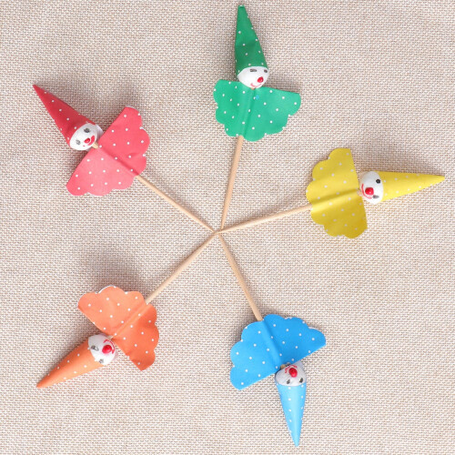 Cupcake Toppers Assorted Color Cute Clown Design Safe Paper for Party Use 80Pcs 1