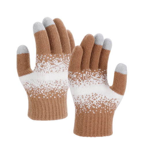 Luvas de inverno unissex de malha com cinco dedos e forro de lã. 1
