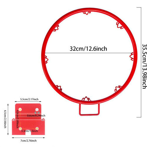 Aro de basquete de aço reforçado de 13 polegadas para substituição, aro de parede para uso externo com rede resistente às intempéries – 2