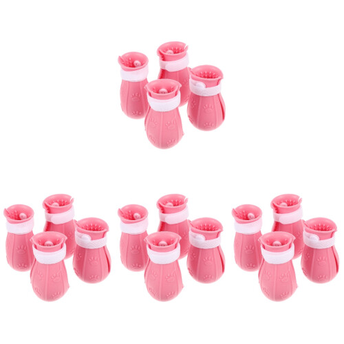 16Pièces Bottines En Caoutchouc Rose Pour Chats Protection
