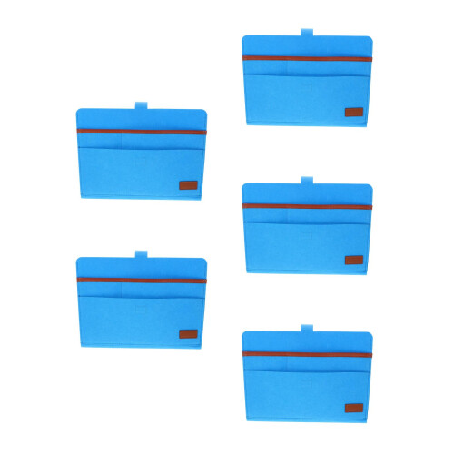 5Pcs Sky-Blue Hanging Bedside Organizer Felt Storage Bag for Sundries 1