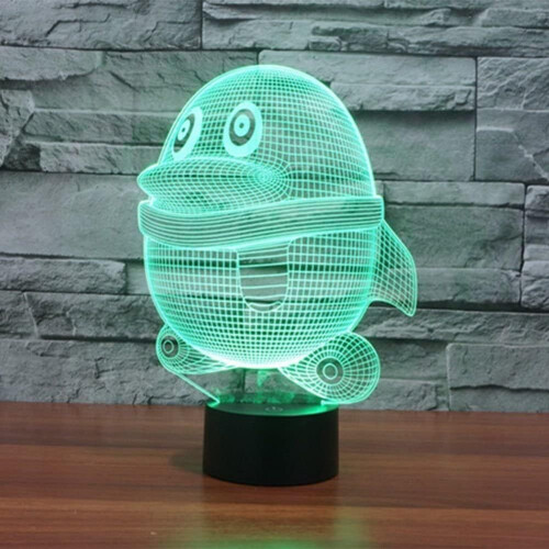YSITIANNA3D Νυχτερινό Φως Πιγκουίνου, Λάμπα LED Illusion 7 Χρωμάτων με Διακόπτη Αφής, 1
