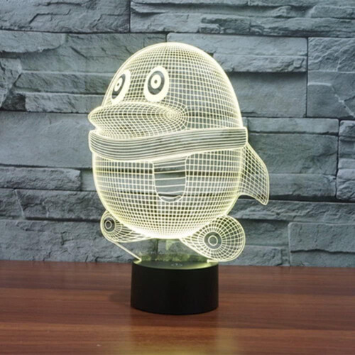 YSITIANNA3D Νυχτερινό Φως Πιγκουίνου, Λάμπα LED Illusion 7 Χρωμάτων με Διακόπτη Αφής, 2