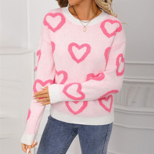 Maglione da donna con cuore, casual e oversize 2