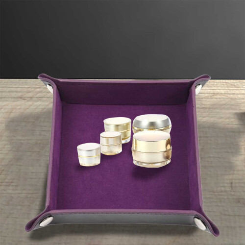 PU Leather Folding Square Rectangular Tray Sundries Storage Box Desktop Game Dice Storage Tray 1
