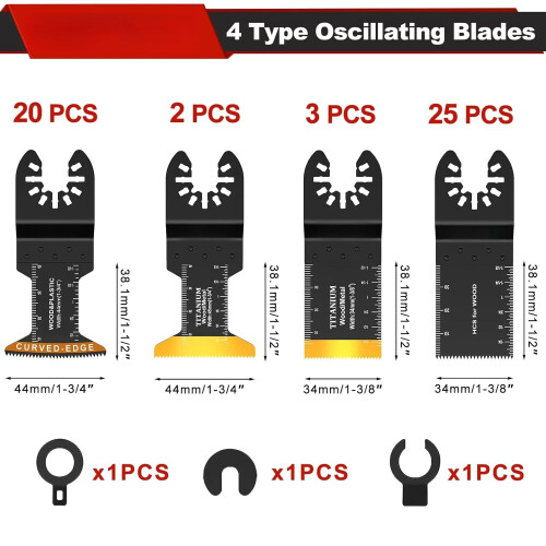 Oscillating Tool Multitool - 50 count Multi Tool Kits Oscillating for Metal Plastic, Oscillator for Multi Tool Fits Ryobi Fein Bosch 2