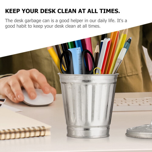 4pcs Countertop Waste Bin Iron Storage Jar for Office Use Back to School 2