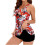 Completo tankini da donna a due pezzi con top con coulisse e 3