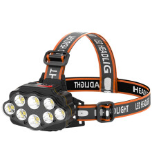 IPX4Waterproof Rechargeable Headlamp LED High Lumen Bright, 8LED USB Headlight with Red Light Warning Light Motion Sensor Design for Outdoor