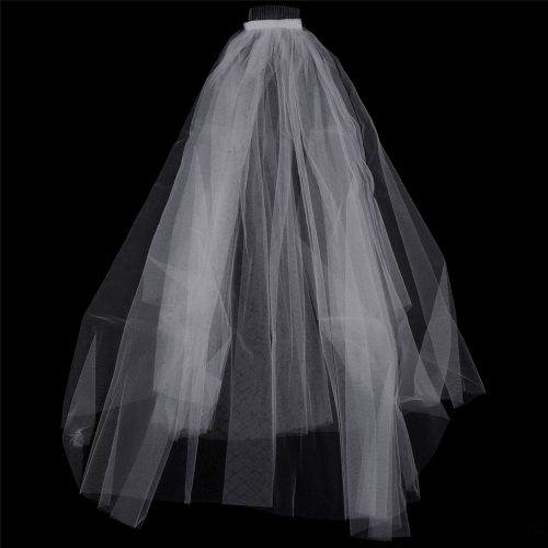 White tulle wedding veil for bride 4 pieces 2