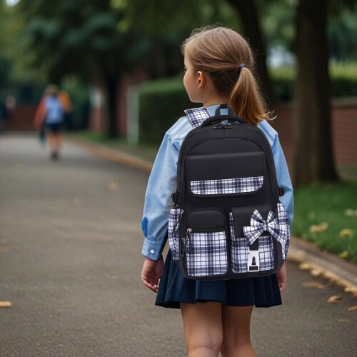 Mochila feminina leve de 18 polegadas, elegante e casual, ideal para o dia a dia. 2