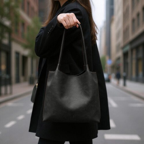 Women's Polyester Shoulder Bag – 26x26x12cm, Black 1