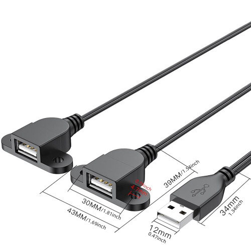 Καλώδιο επέκτασης καλωδίου τροφοδοσίας USB Y Splitter Καλώδιο φόρτισης USB για 2