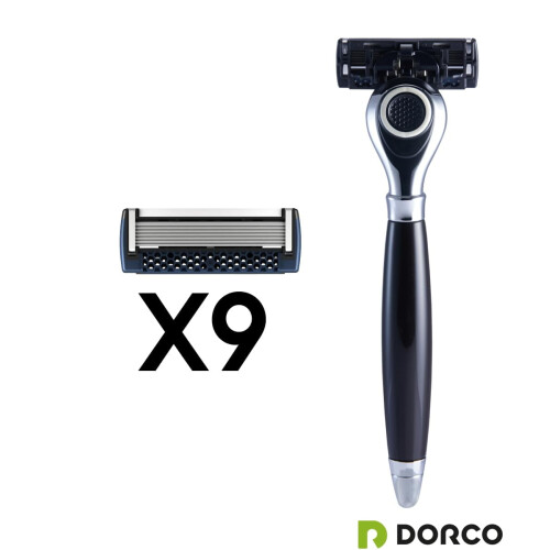 Seven-blade razor system, with rotating blade head and advanced handle - 9-piece set (1 handle + 9 blades) 1