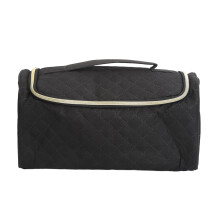 Draagbare make-up organizer, reisorganizer met 360 draaibare ophanghaak, meerdere vakken en tweewegritsen, duurzame stoffen cosmetische etui