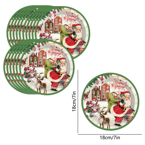 Farfurii de hârtie multicolore de Crăciun, 16 bucăți, 18 cm 1