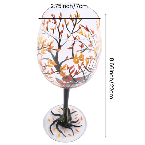 τεμάχιο ποτήρι κρασιού HOT-Autumn Tree - Φθινοπωρινά χρώματα - Φύλλα κόκκινου, κίτρινου, 2