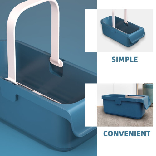 Feet Soaking Tub Rectangular Cleaning Bucket Durable Plastic Blue 1Pcs 2