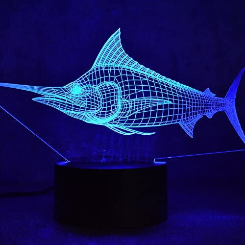 YSITIANNA3D Φως νυκτός LED με τηλεχειριστήριο και χειριστήριο αφής για ψάρια Marlin, 16 2