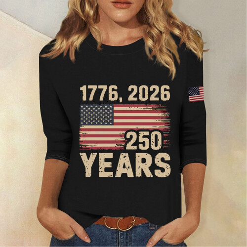 Γυναικείο μπλουζάκι Patriotic Graphic Μαύρο L 1