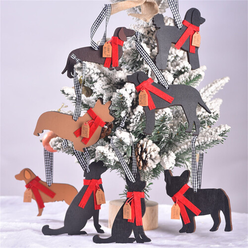 Holz-Hundeanhänger, Weihnachtsbaumschmuck, 1 Stück 2
