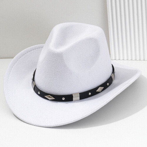 Καπέλο Unisex Western Cowboy με Μεταλλική Λεπτομέρεια Λευκό 1