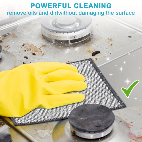 8/16/32pk Magic Steel Cleaning Pads - Reusable Non-Scratch for Kitchen/Bathroom - Multi-Surface Scourer (Durable Polyester, Textured) 2