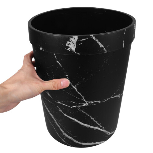 Minkissy Marble Design Black Plastic Under Desk Trash Can, Space-Saving Office Waste Bin, 1 Piece 2
