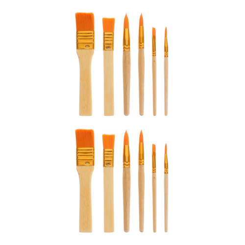 12Pièces Ensemble Pinceaux Bois Pour Dessin Huile 2