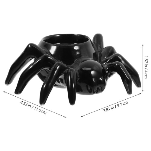 Κεραμική θήκη κεριών για Halloween με σχέδιο μαύρης αράχνης – Κηροπήγιο ρεσώ για 2
