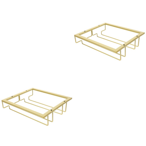 2Pcs Creative Golden Wine Glass Storage Rack for Kitchen Space 2