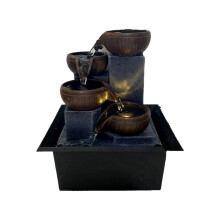 Indoor Desktop Water Fountain with Reflective Lighting, Soothing Relaxation Waterfall Fountain Including Quiet Submersible Pump and Tranquil