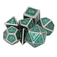 Dragon Element Design Metal Dice for Dungeons and Dragons, Hefty Easy Reading DND Dice Set in Cold Dragon Scales Pattern, 7PCS Sturdy Zinc Alloy