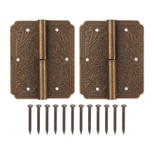 Self Locking Hinges for Cabinet Hardware, Brass Material Vintage Antique Style Hinges, Retro Design Decorative Hinges Suitable for Wooden Boxes