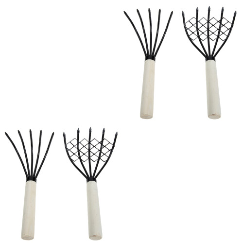 4Pièces Râteau Main 5 Pour Jardinage Durable 2