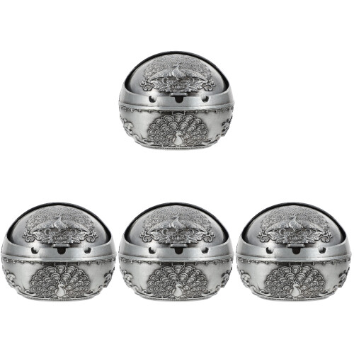 4Pcs Compact Zinc Alloy Ashtray Home Office Ash Container Silver Decor 1