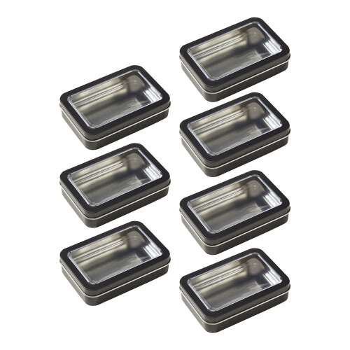 7Pcs Compact Black Tinplate Storage Case for and Playing Cards
