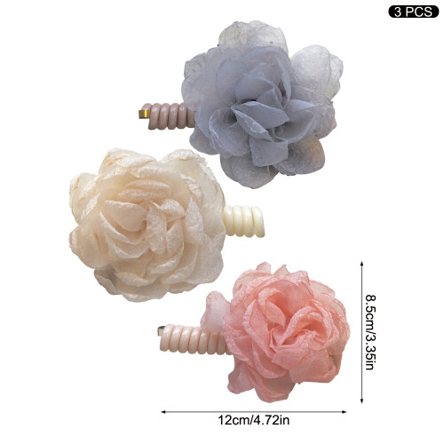 (3 Pcs) Elastiques Cheveux Fleur Tulle Femme 1
