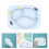 2Pcs Blue Silicone Kids Suction Plate Divided Dinner Plate for Babies 8