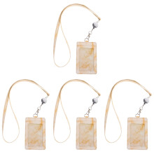 4Sets Beige Work Id Badge Holder with Detachable Lanyard for Office