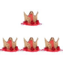 4Pcs Red Felt Baby Birthday Crown Hats for Party Photo Props
