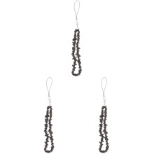 3Pièces Attache Téléphone Noir Bracelet Perles Pratique