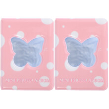 2Pcs Pink Mini Photo Album DIY Cards Holder for Wedding Baby Travel