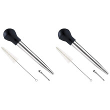 2Ensembles Outils Injection Marinade Noir Pour Viande Barbecue Cuisine