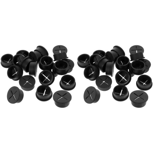 40Pièces Cache-Trous Câbles Caoutchouc Noir Pour Mobilier