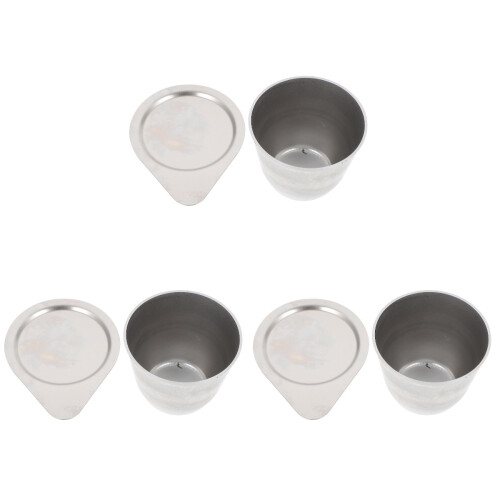 3Pcs Iron Melting Crucible Silver Casting Cup with Lid for Smelting