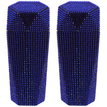 2Pcs Blue Car Trash Bin with Rhinestone for Vehicle Waste Holder